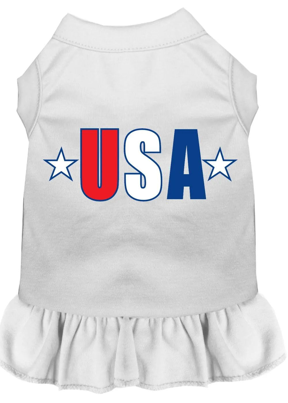 Usa Star Screen Print Dress White Lg (14)