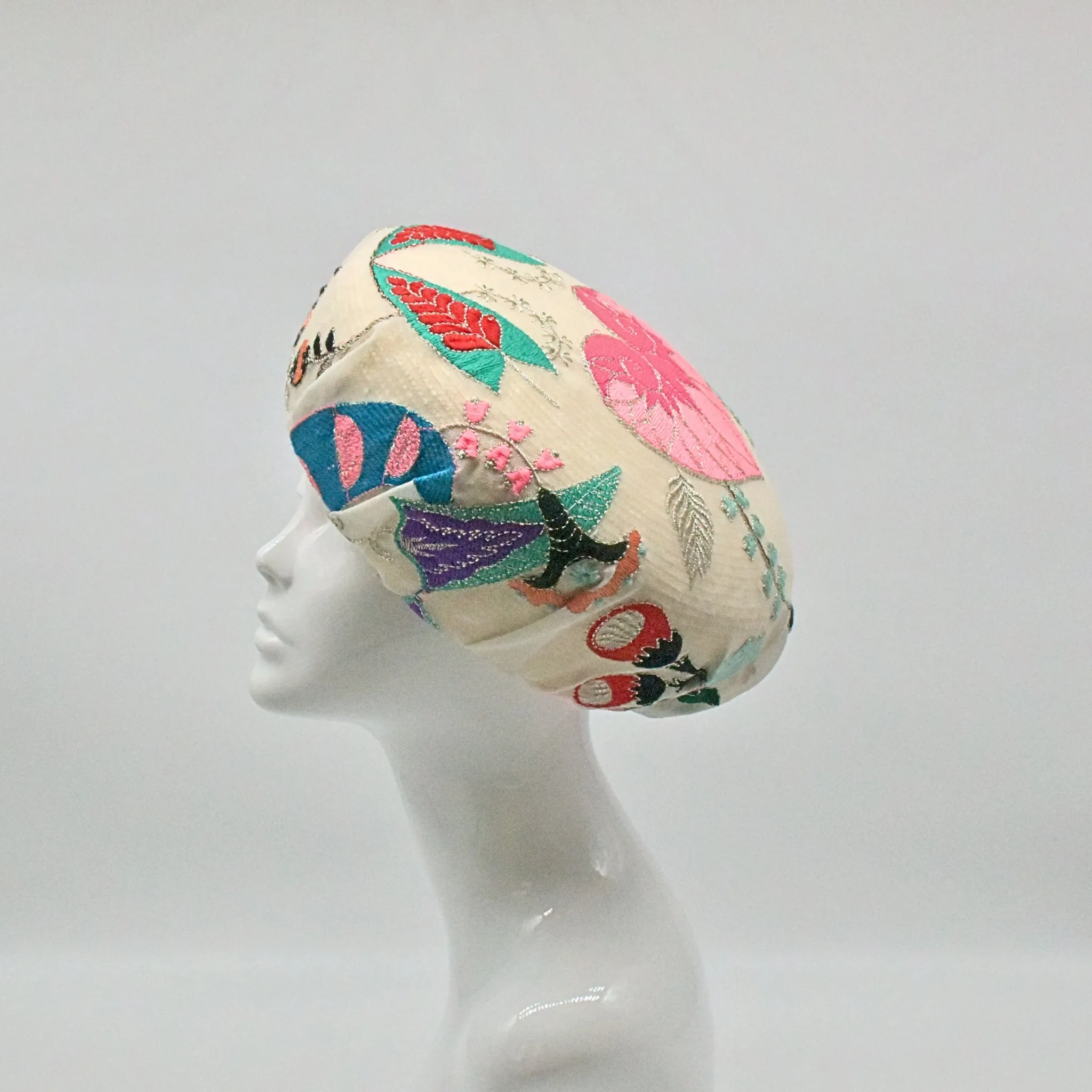 Wedding Summer Hat with Embroidered Chiffon