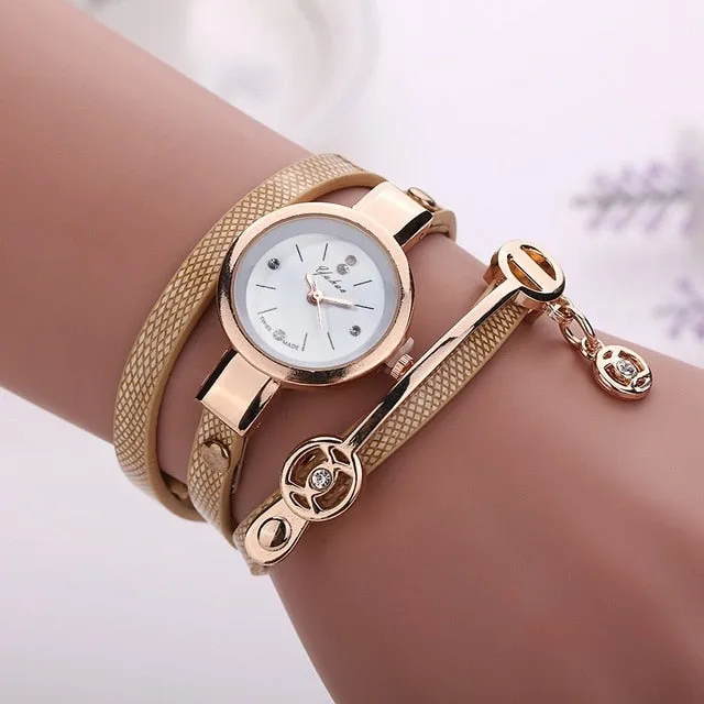 Women Watch Gold Quartz Gift Watch Wristwatch Women Dress Leather Casual Watches