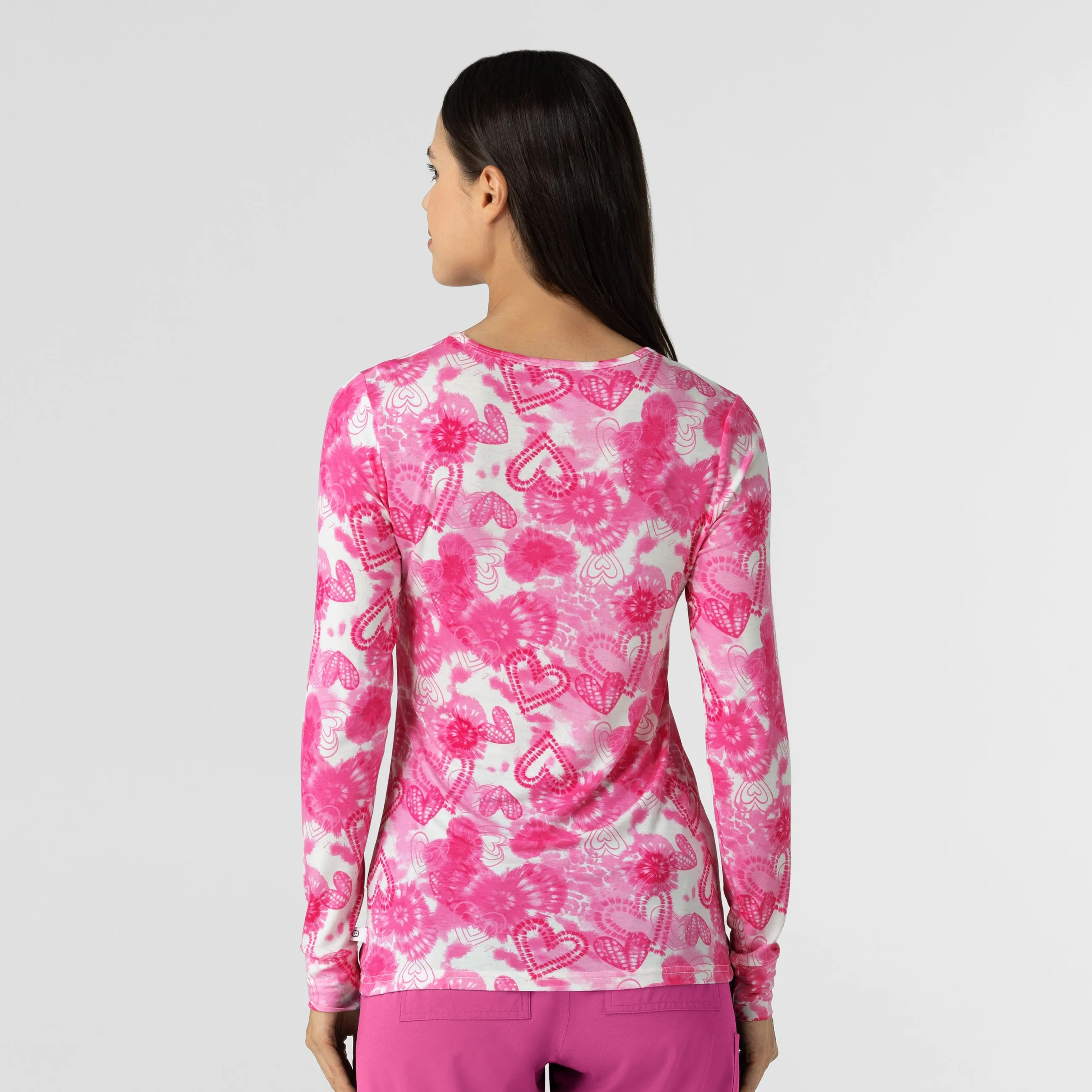 Women's All-over Print Silky Tee - Heart Ties Pink