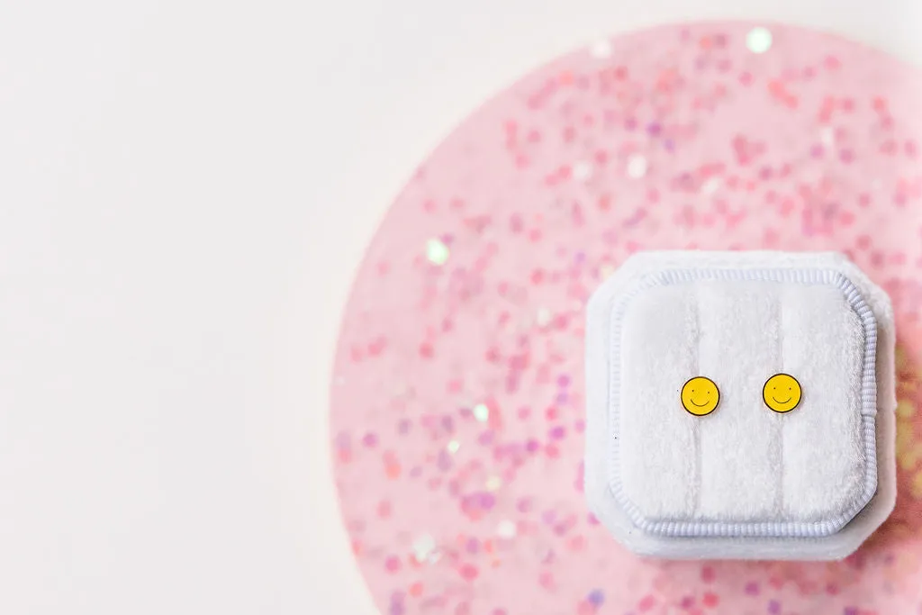Yellow Smiley Stud Earrings